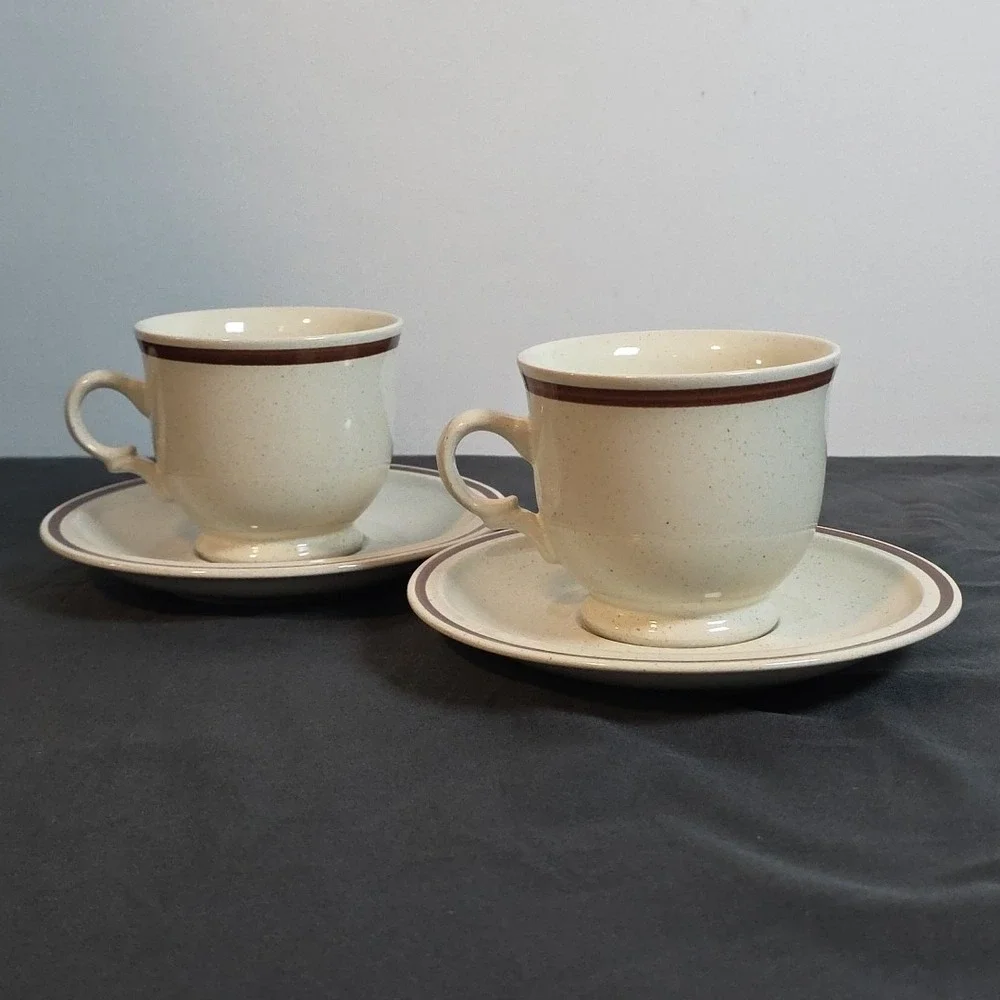 set of 2 Hearthside Floral Expressions Stoneware Cup And‎ Saucer Japan